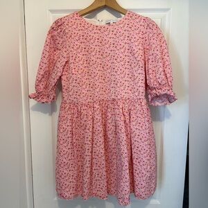English Factory Pink Floral Puff Sleeve Dress